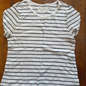 Abercrombie Kids White and Black Striped Tee